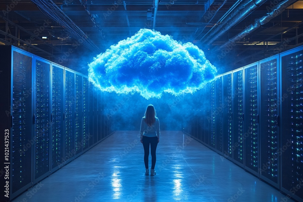 Obraz premium Cables and Servers Within a Data Center Environment