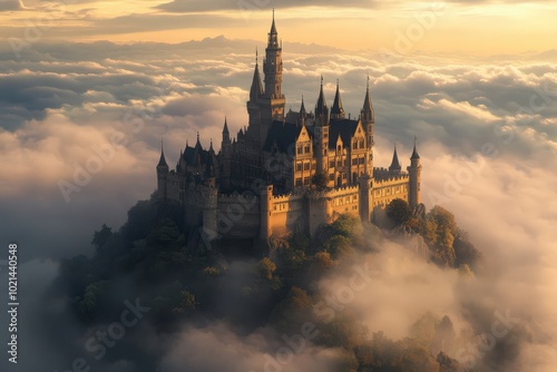 Wallpaper Mural German Castle - Spectacular Palance on the Mountain Top under the Clouds Torontodigital.ca