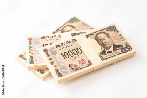 白背景に一万円の札束