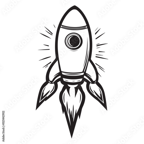 Rocket science outline icon, Cute Rocket for kids' storytelling vector illustration Isolated on white background