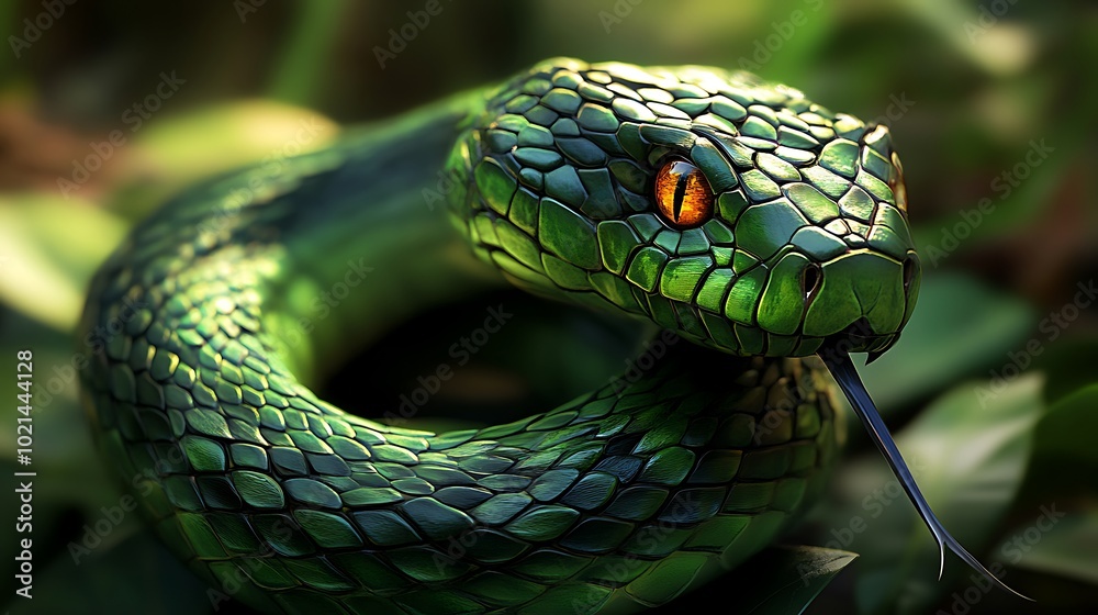 Captivating close-up of a serpent with radiant scales in nature Captivating close-up of a serpent with radiant scales in nature