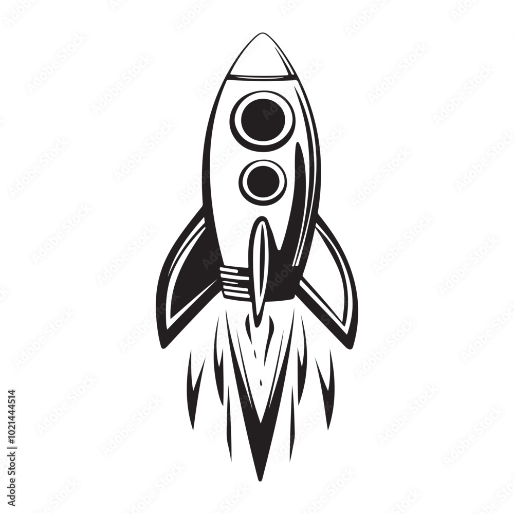 Rocket science outline icon, Cute Rocket for kids' storytelling vector illustration Isolated on white background Rocket science outline icon, Cute Rocket for kids' storytelling vector illustration Isolated on white background