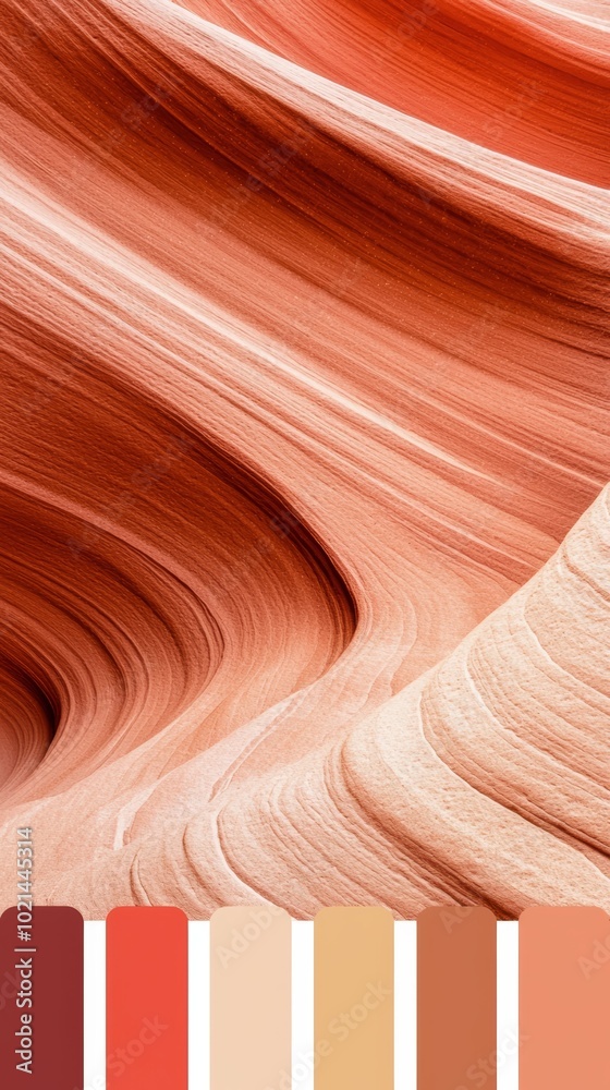 A canyon-inspired palette with deep rust red, sandy beige, soft peach, and golden yellow, reflecting the layers and warmth of canyon landscapes. A canyon-inspired palette with deep rust red, sandy beige, soft peach, and golden yellow, reflecting the layers and warmth of canyon landscapes.
