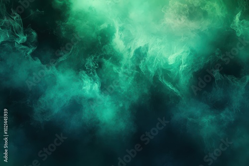 Abstract dark green and cyan background with neon light