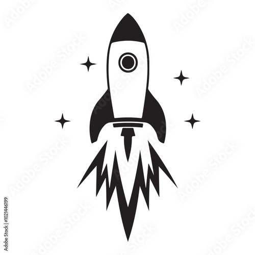 Rocket science outline icon, Cute Rocket for kids' storytelling vector illustration Isolated on white background