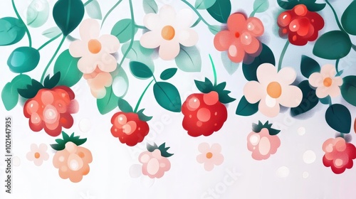 Wallpaper Mural Close Up of Wild Strawberries on White Background Torontodigital.ca