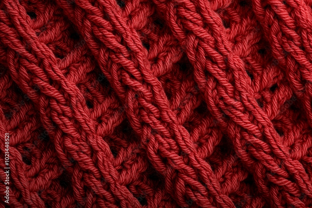 Luxurious Crimson Knitted Fabric Close-Up for Textile Design and Cozy Concepts Luxurious Crimson Knitted Fabric Close-Up for Textile Design and Cozy Concepts