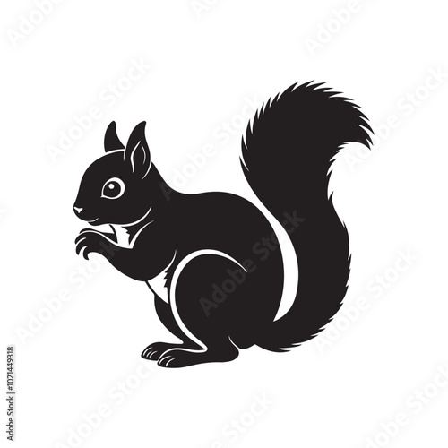 squirrel silhouette vector, black and white silhouette, vector and illustration, isolated on white background