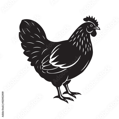 Chicken hen silhouette vector, black and white silhouette, vector and illustration, isolated on white background