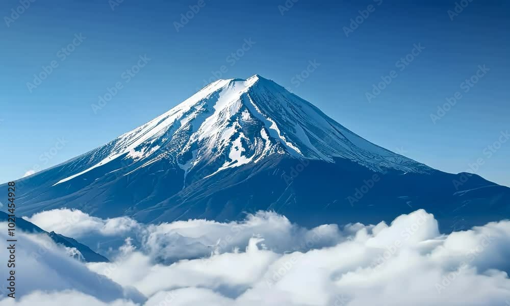 A mountain with snow on it and a blue sky in the background Video A mountain with snow on it and a blue sky in the background Video
