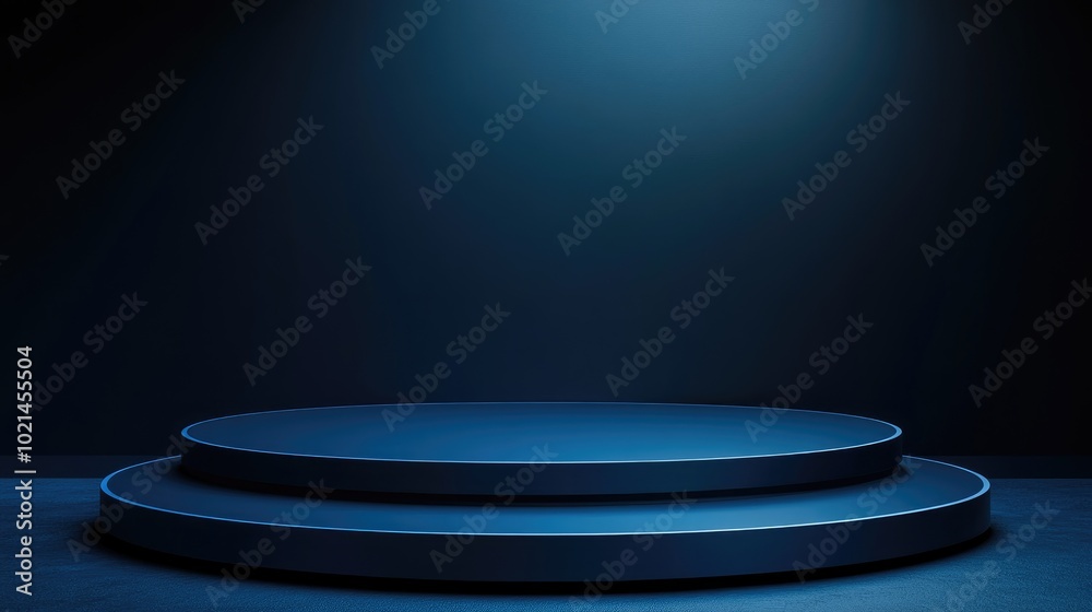 3D render of a podium for product presentation with a blue background 3D render of a podium for product presentation with a blue background
