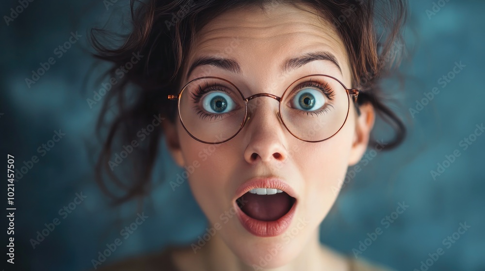 Astonished expression of a speechless woman Astonished expression of a speechless woman