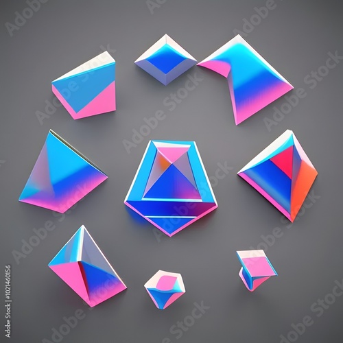 Free Download Holo abstract 3D shapes and 3D holographic elements or 3d holographic liquid shape amp gradient shap - GFXLoad