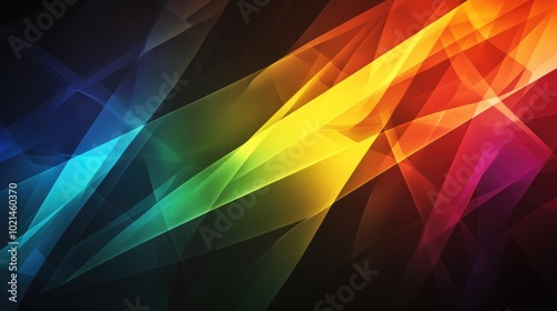 Abstract rainbow pattern on a dark backdrop featuring a surreal design Ideal for web use banners and icons Unique dispersion of light and geometric shapes with vibrant colors