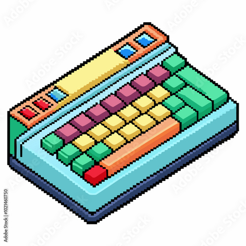 Colorful Retro Isometric Calculator Nostalgic Vector Art and 8 Bit Aesthetic