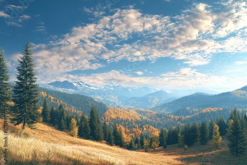 Gorgeous Scenery. Breathtaking Autumn Morning View of the Ukrainian Carpathians