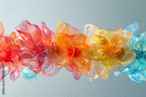 Colorful abstract 3D rendering of a flower-like organic structure