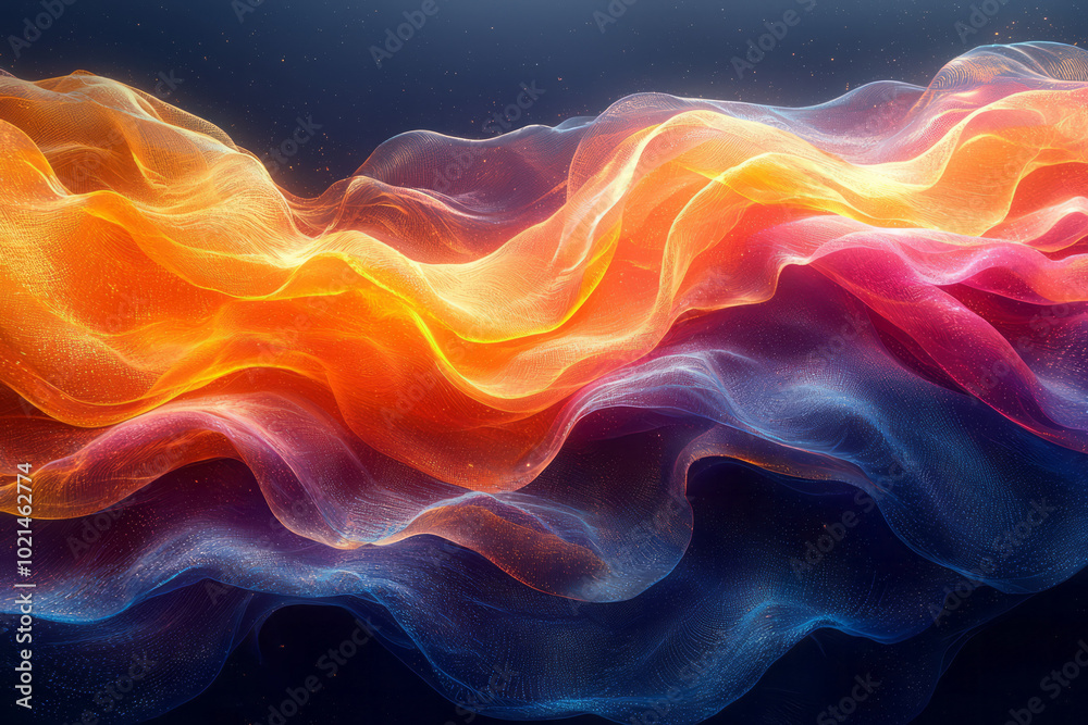 Obraz premium Vibrant abstract waves with dark gradient undertones,,