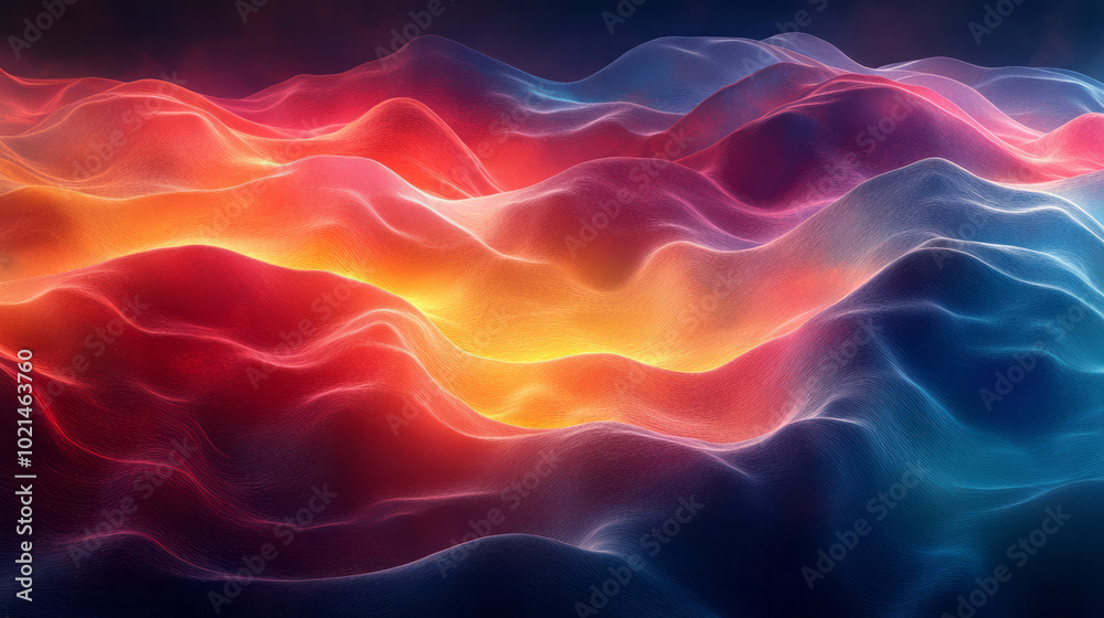 Obraz premium An arrangement of colorful undulating lines set against a dark background,
