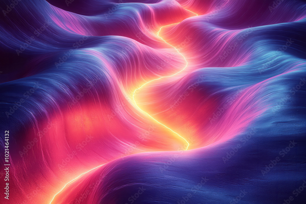 Obraz premium A futuristic abstract scene where colorful undulating lines curve and twist,