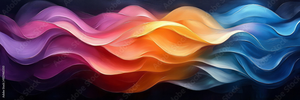 Obraz premium Undulating abstract waves with vibrant colors and soft gradient highlights,