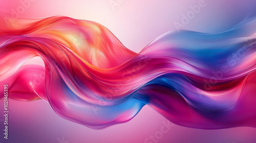 Wavy red and blue lines flowing in an abstract composition,,