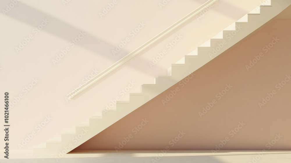 Staircase against lightly colored wall, background, minimal concept Staircase against lightly colored wall, background, minimal concept