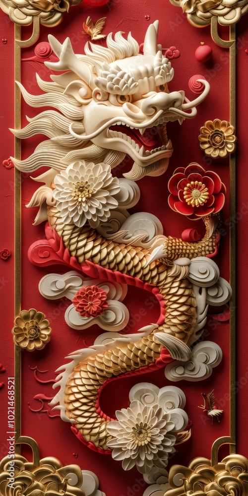Obraz premium Exquisite Chinese Dragon Art Illustration