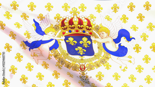 Принти на полотні 3D render - Royal Standard of the King of France waving in the wind