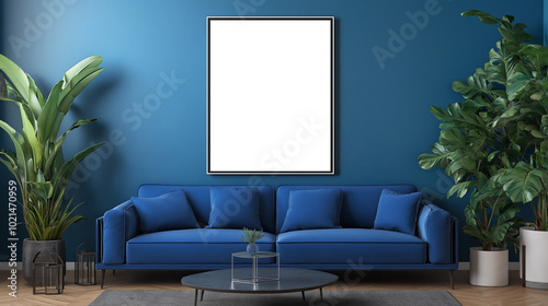 blue living room  generate ai