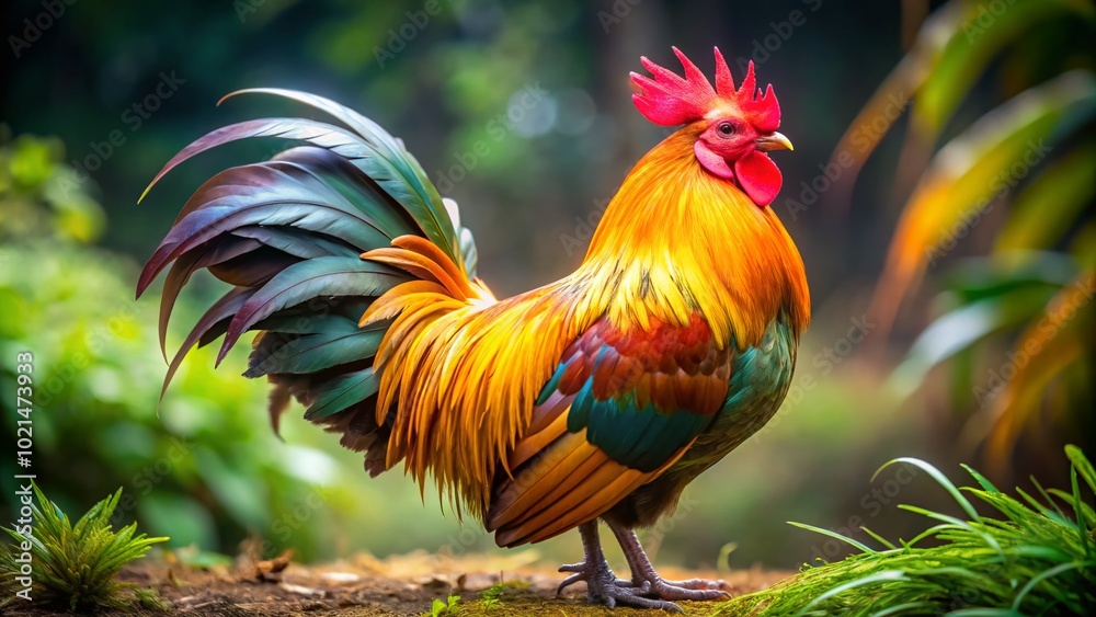 custom made wallpaper toronto digitalMajestic Golden Polish Rooster with Stunning Plumage Displaying Vibrant Colors in Natural Habitat
