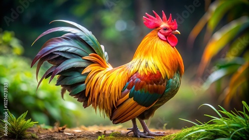 Wallpaper Mural Majestic Golden Polish Rooster with Stunning Plumage Displaying Vibrant Colors in Natural Habitat Torontodigital.ca