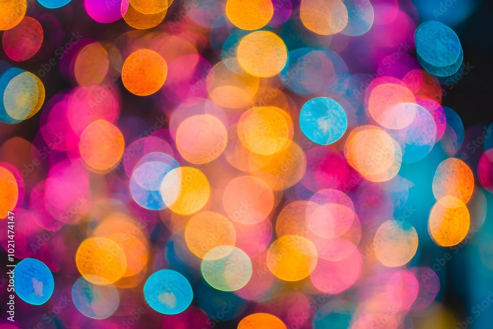 Colorful bokeh lights display at night festival creating a vibrant atmosphere for visitors Colorful bokeh lights display at night festival creating a vibrant atmosphere for visitors