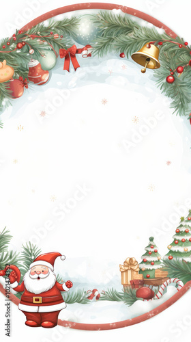 Christmas frame with Santa Claus and festive decorations,Generated By Ai