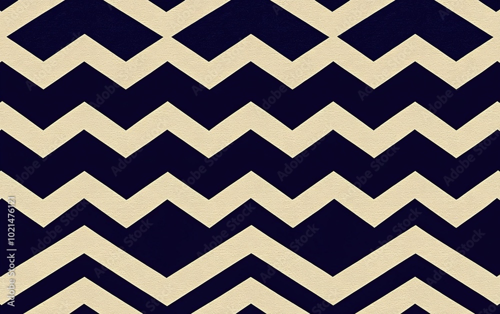 Navy blue and cream zigzag pattern creating a bold, modern design suitable for various decorative applications Navy blue and cream zigzag pattern creating a bold, modern design suitable for various decorative applications
