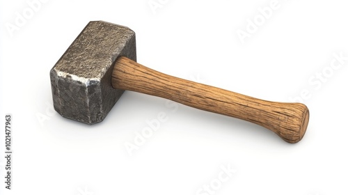 Hammer with Wooden Handle and Metal Head on a White Background – High-Quality Construction Tool Stock Image. Generative AI