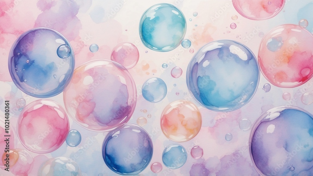 Ethereal soap bubbles in soft pastel shades dreamy watercolor composition Ethereal soap bubbles in soft pastel shades dreamy watercolor composition