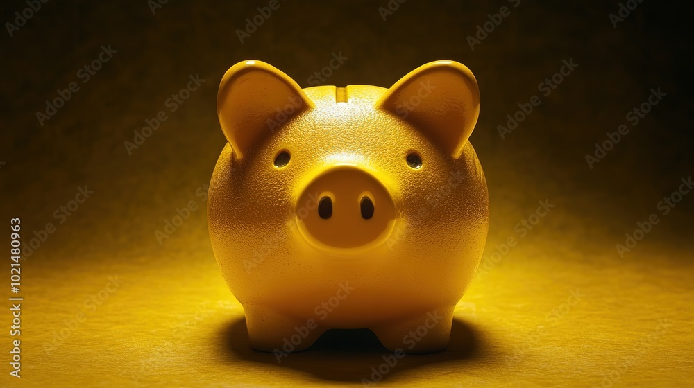 Yellow piggy bank on a matching dark yellow background, Savings and financial concept, Generative Ai Yellow piggy bank on a matching dark yellow background, Savings and financial concept, Generative Ai