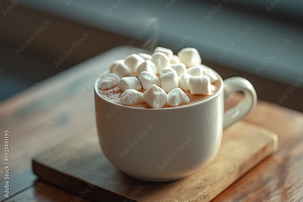 Hot Cocoa Topped With Fluffy Marshmallows, Providing Warmth and Comfort Hot Cocoa Topped With Fluffy Marshmallows, Providing Warmth and Comfort