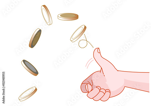 Heads or tails, pitch toss. Flip up coin. Probability calculations, finding. Possibility, static. Lots, odds. Fraction chance. Percentiles numbers. Conditional possibly. Vector illustration