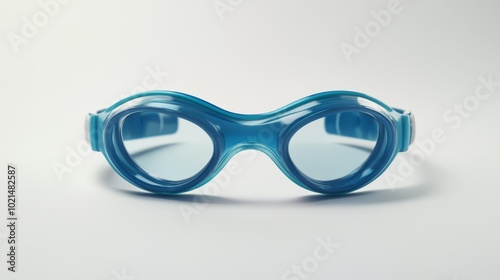 Realistic blue swim goggles isolated on a white background showcasing detailed design and clean lines ideal for water sports swimming accessories and product displays.. Generative AI photo