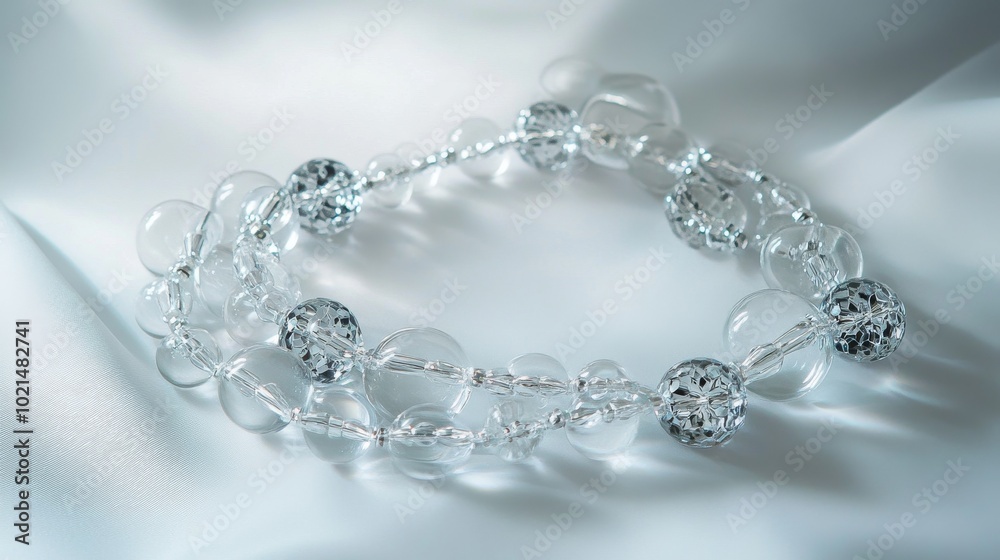 A beautiful glass bead necklace. The beads are clear and shiny, perfect for any occasion. This necklace is handmade and would make a great gift. A beautiful glass bead necklace. The beads are clear and shiny, perfect for any occasion. This necklace is handmade and would make a great gift.