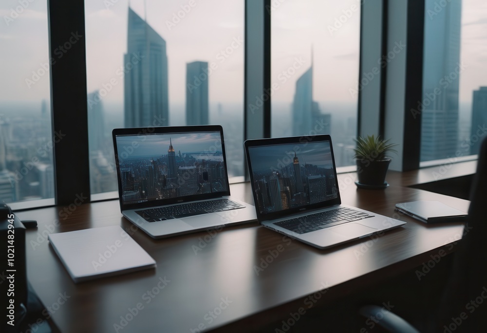 A laptop is opened and sitting on a desk beside a cup of coffee A laptop is opened and sitting on a desk beside a cup of coffee