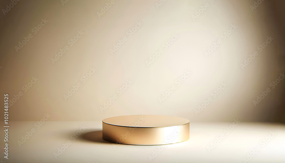 Two round soft golden podiums forming a cylinder on soft and diffused pink background. Perfect platform for showing your products. Realistic 3D Rendered. Two round soft golden podiums forming a cylinder on soft and diffused pink background. Perfect platform for showing your products. Realistic 3D Rendered.