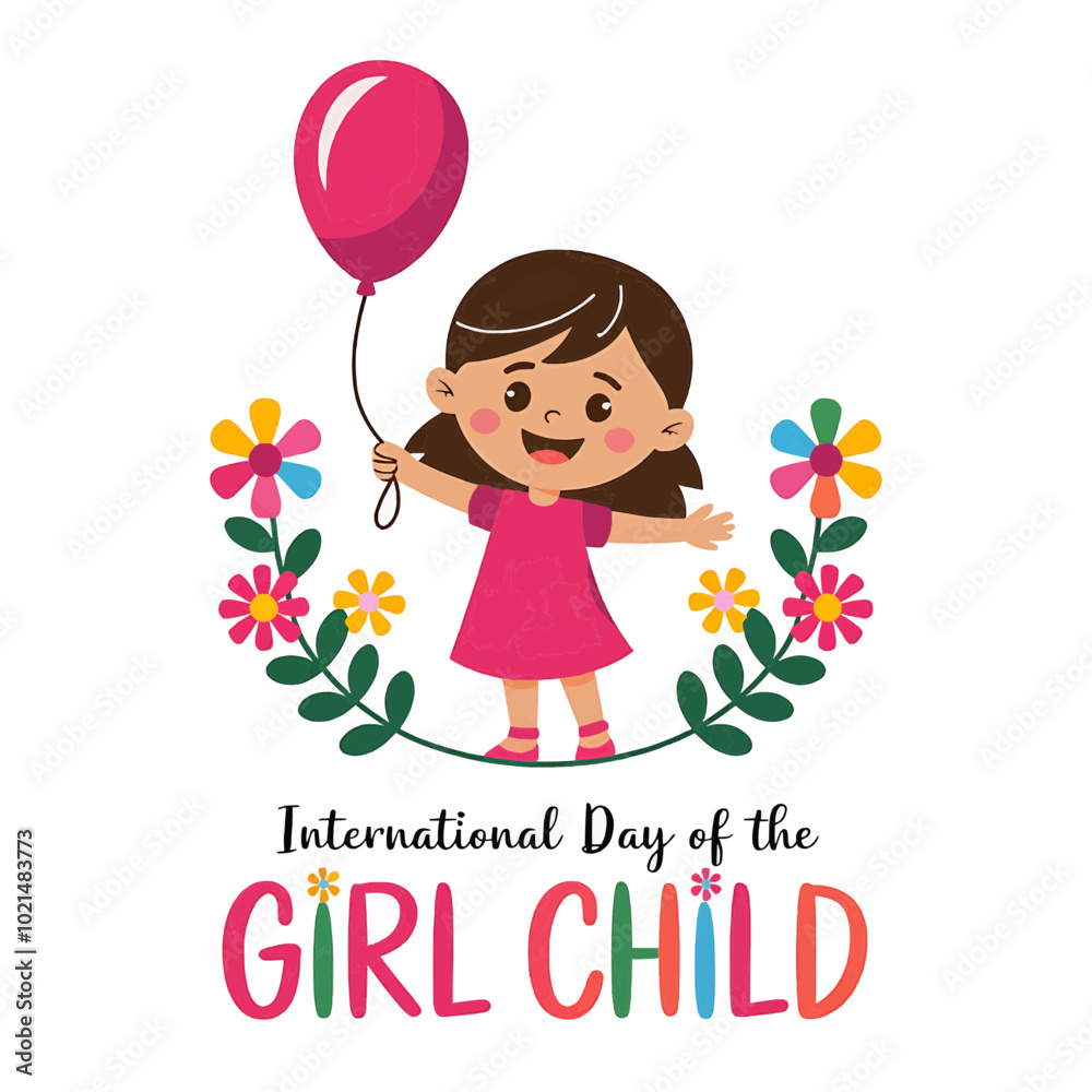 International Day of the Girl Child vector highlighting the importance of educating and empowering young girls International Day of the Girl Child vector highlighting the importance of educating and empowering young girls