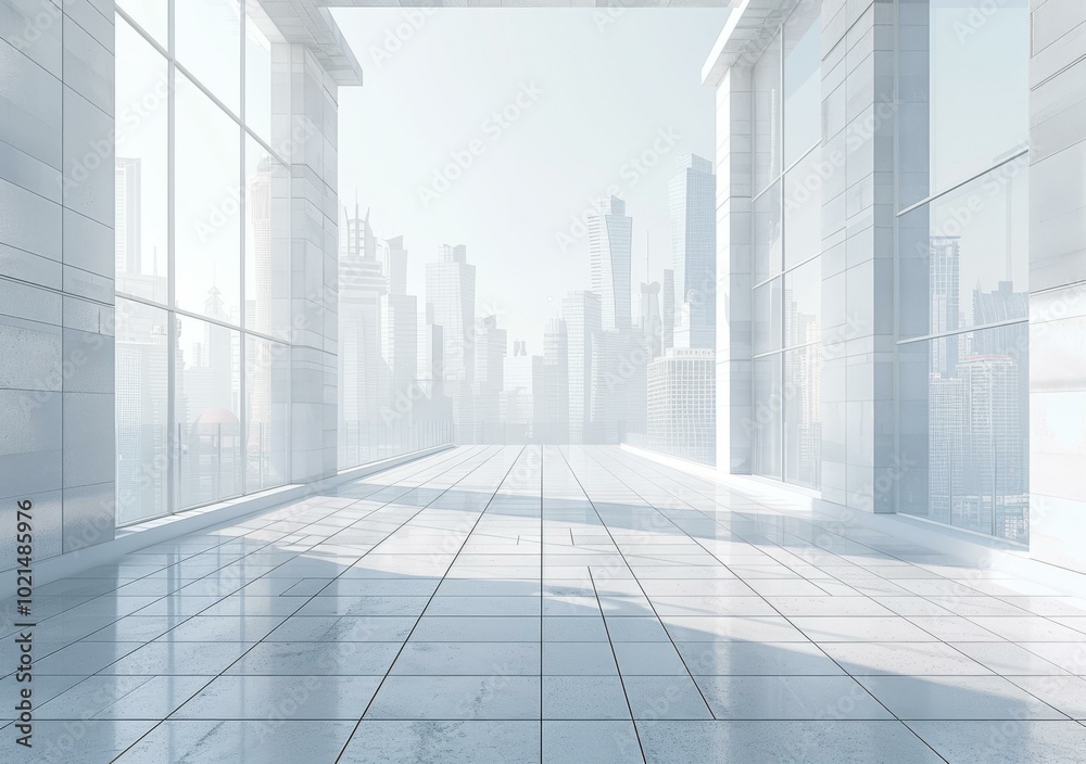 Fototapeta premium Modern Office Space with City View