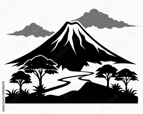 Arenal Volcano silhouette,Arenal Volcano vector illustration