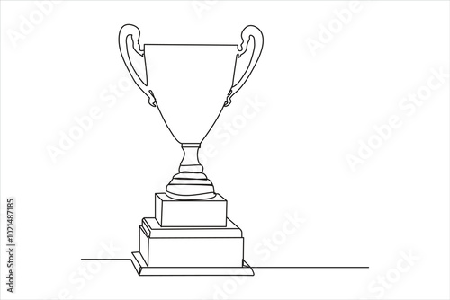 winner trophy cup continuous one line drawing. Trophy cup line art vector illustration.