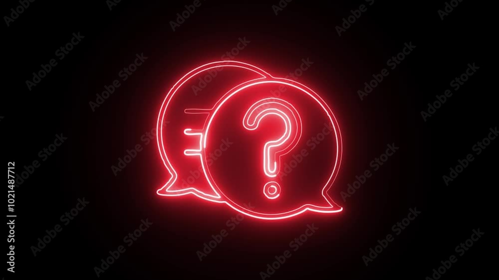 Glowing Neon FAQ Icon Isolated on Black Background. HD Video Motion Graphic Animation Glowing Neon FAQ Icon Isolated on Black Background. HD Video Motion Graphic Animation