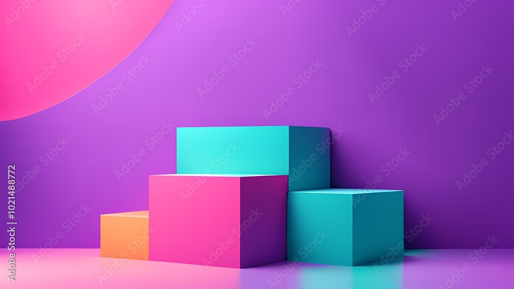 3d render of a podium with colorful background 3d render of a podium with colorful background